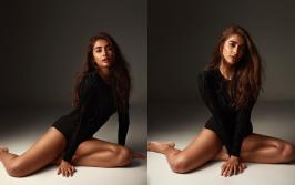 Actress Pooja Hegde in black leotard with messy hair and minimal makeup ensured that she created ripples on social media and stormed the whole Internet.