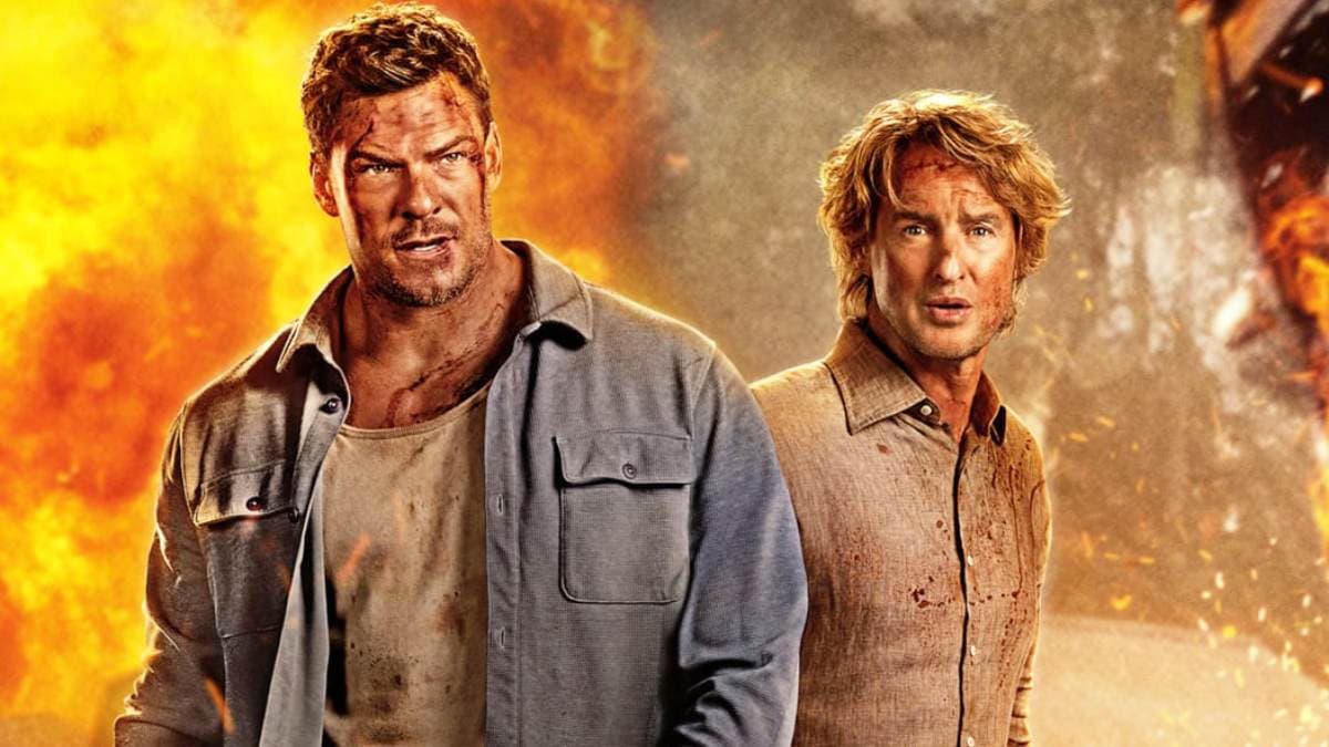Alan Ritchson and Owen Wilson in a promotional still from the action comedy Runner