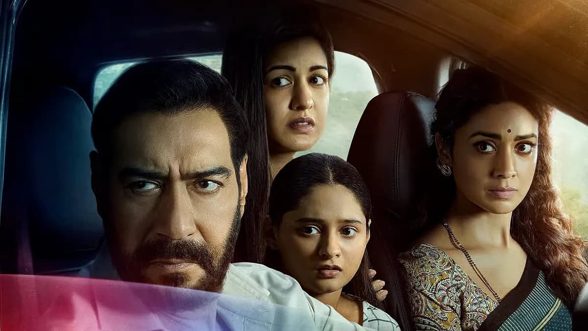 Promotional poster or still from Drishyam: The Conclusion featuring Ajay Devgn and Tabu